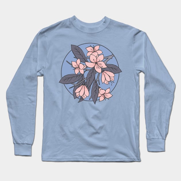 Pink and Blue Sakura Long Sleeve T-Shirt by Olooriel